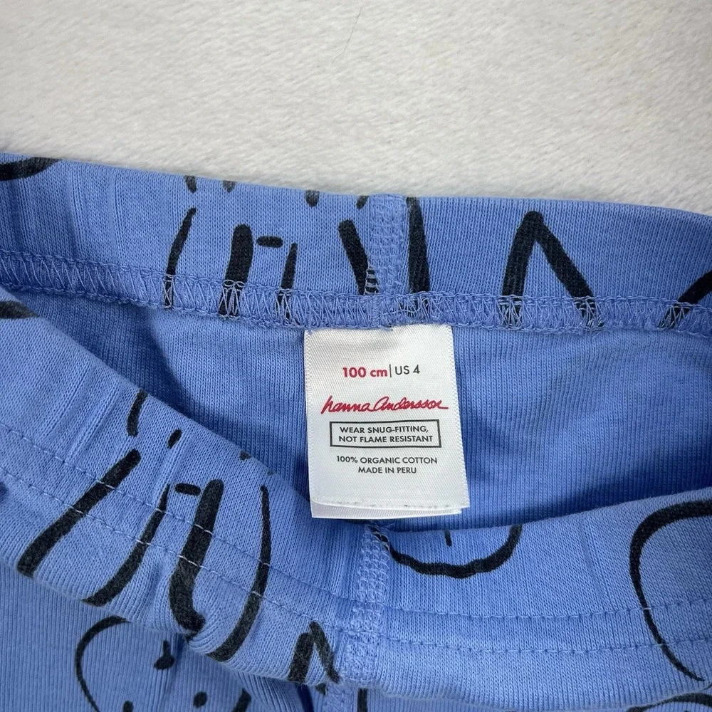 Hanna Andersson Organic Cotton Bunny Pajamas Unisex Kids 4 Blue